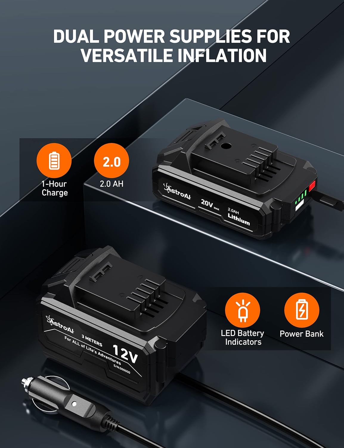 Inflador de neumáticos inalámbrico 160 PSI AstroAI