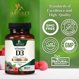 Suplemento de Vitamina D3 5000 IU, Nature's, 60 Tabletas Chewable