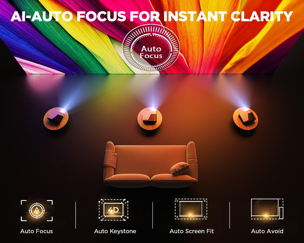 Proyector inteligente DBPOWER 1080p, WiFi 5G, Netflix y Dolby