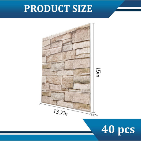 Paneles de Pared 3D Autoadhesivos, Marca Desconocida, 40PCS