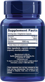 Glicina 1000 mg Life Extension, sueño saludable, 100 cápsulas