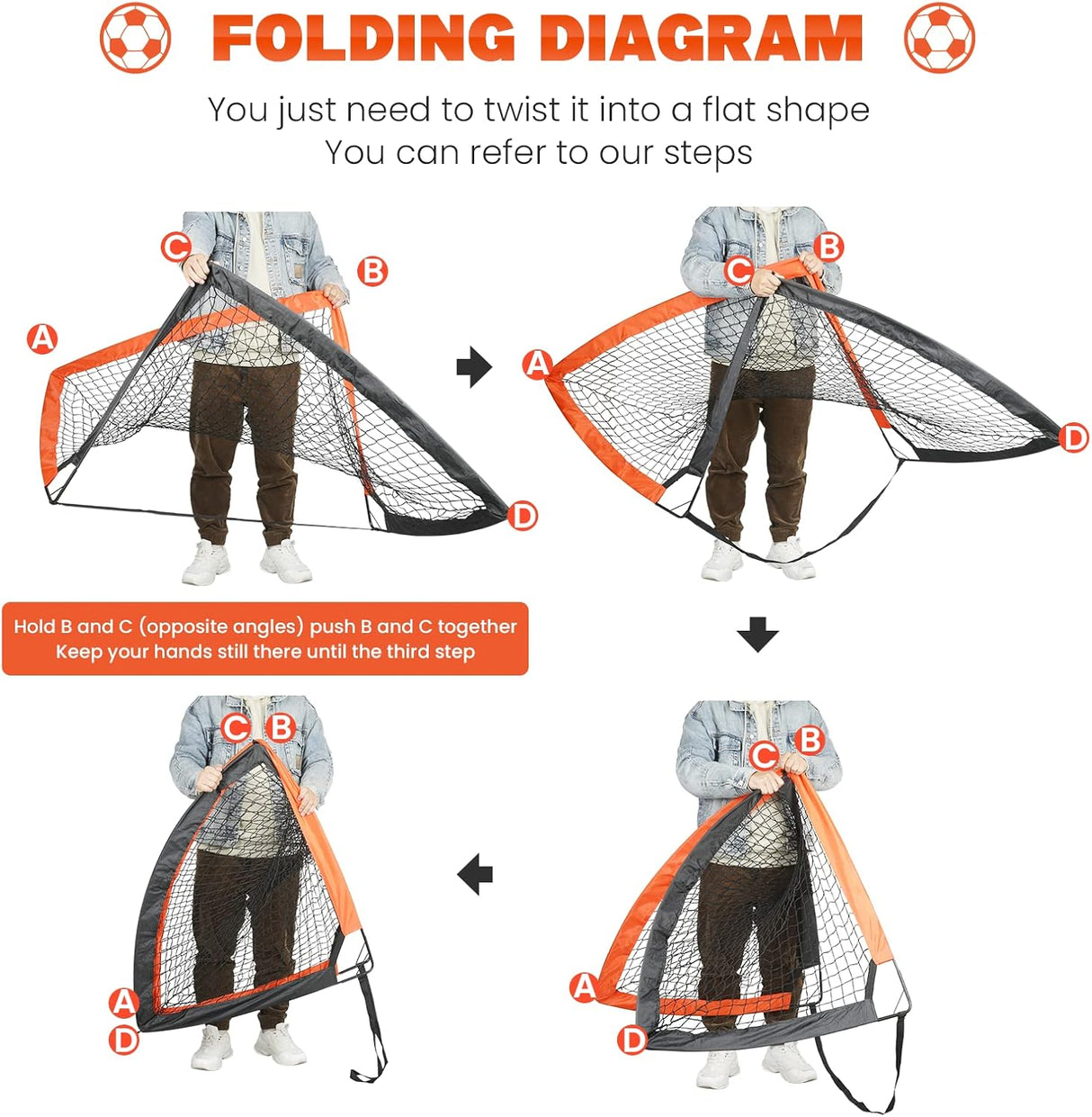 Simple Deluxe Portería de fútbol portátil plegable