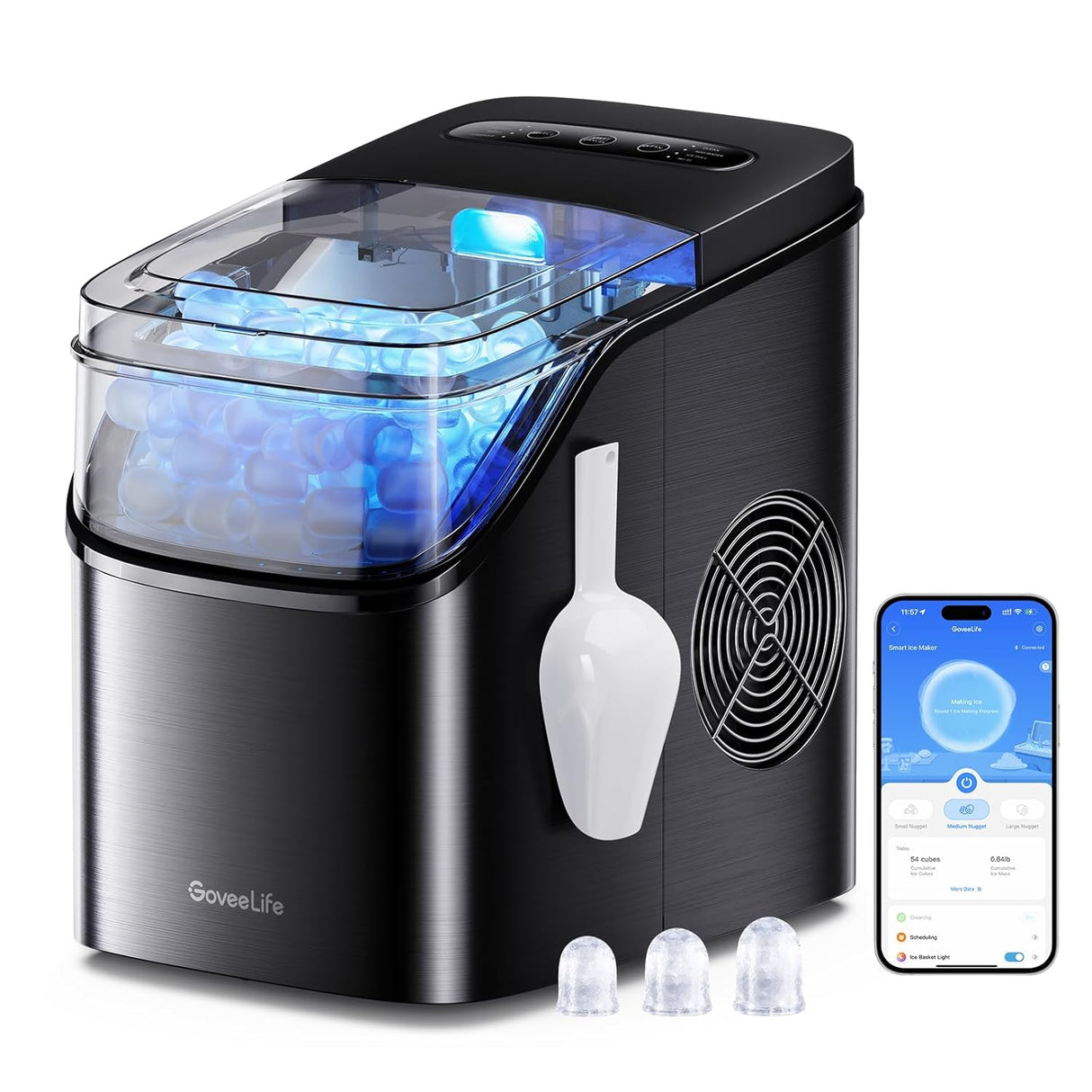 Máquina de Hielo GoveeLife, 26lbs/24h, Control por Voz, RGB