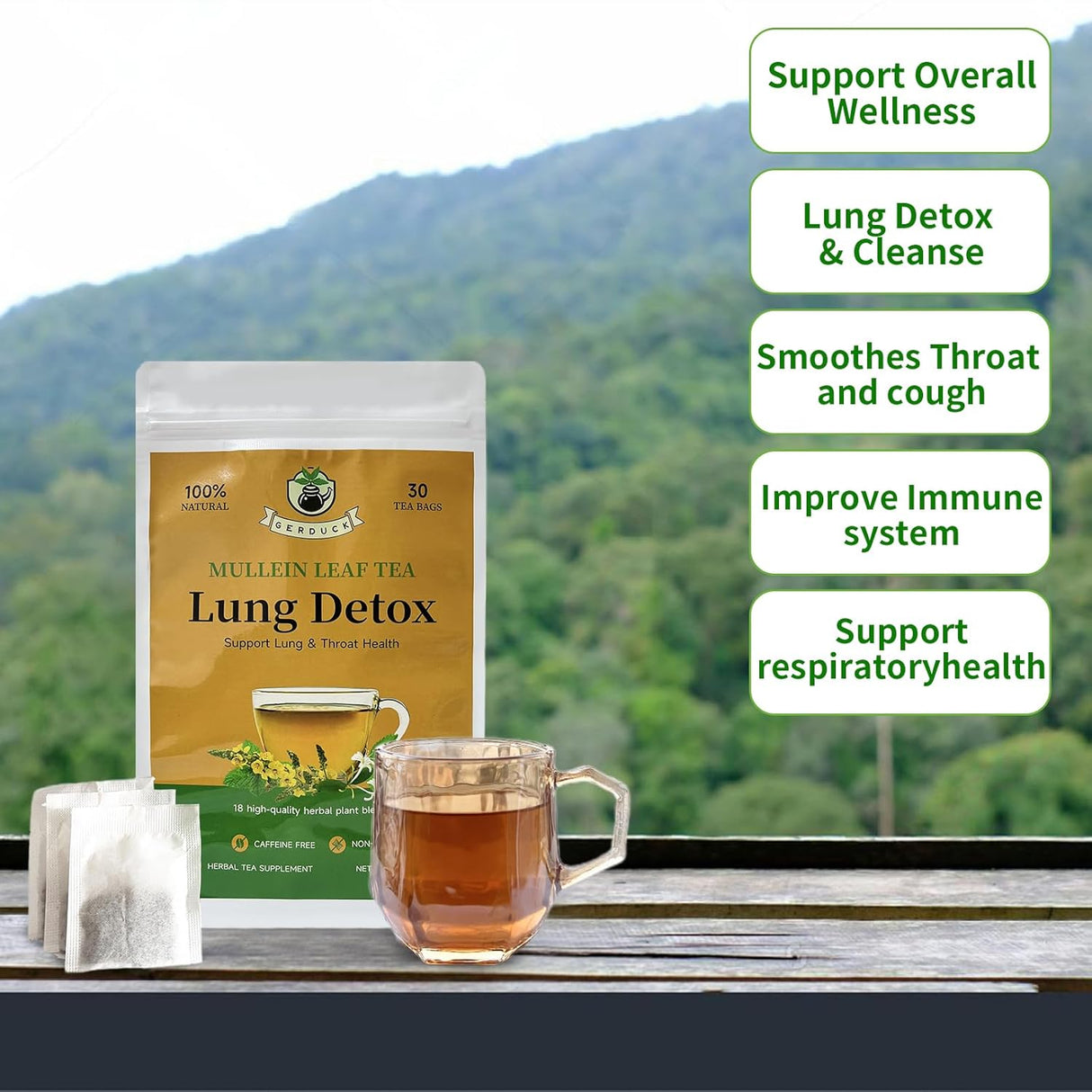 Té Detox de Pulmones Gerduck - 30 Bolsitas, Sin Cafeína
