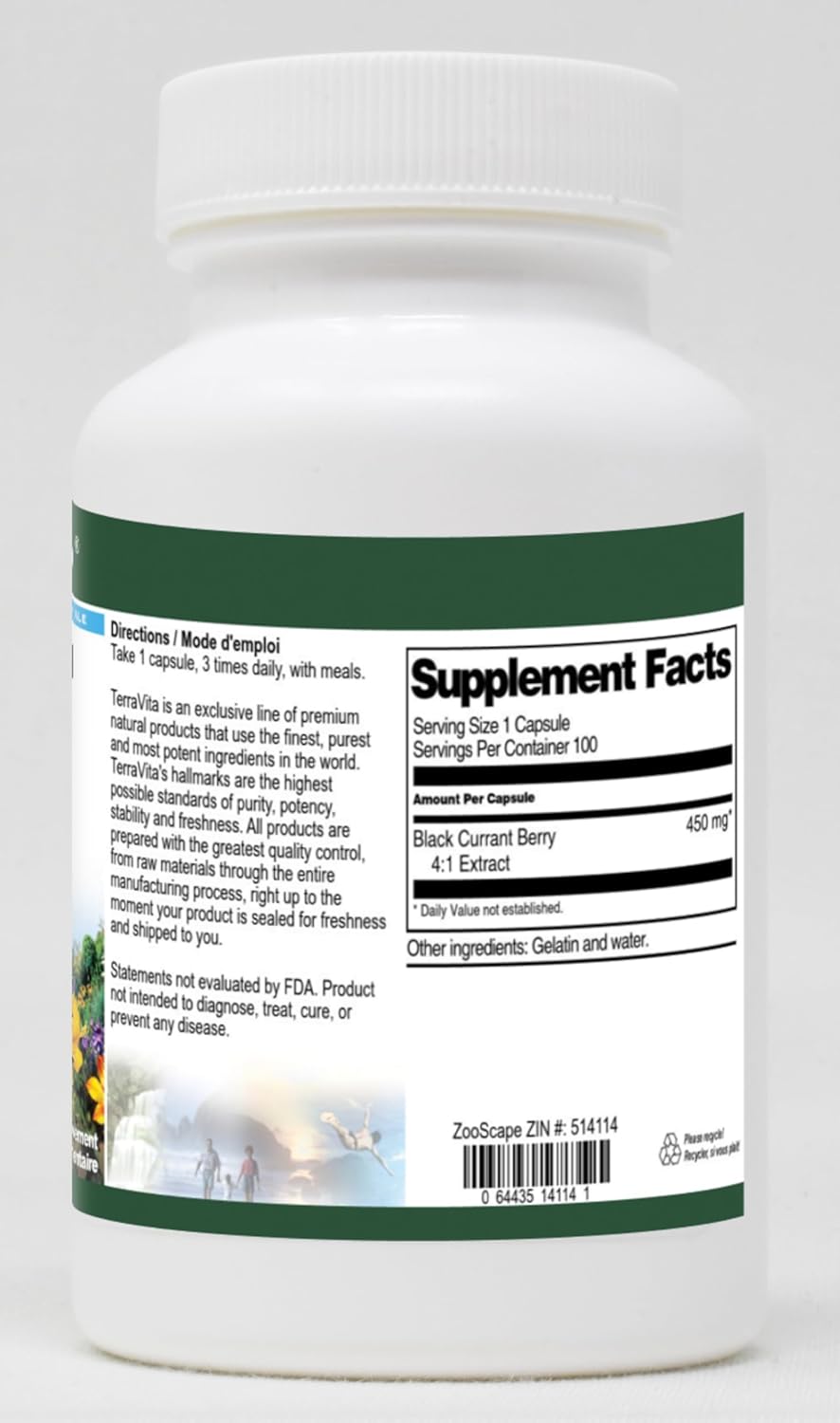 Extracto de Grosella Negra 4:1 - 450 mg (100 Cápsulas) ZIN: 514114