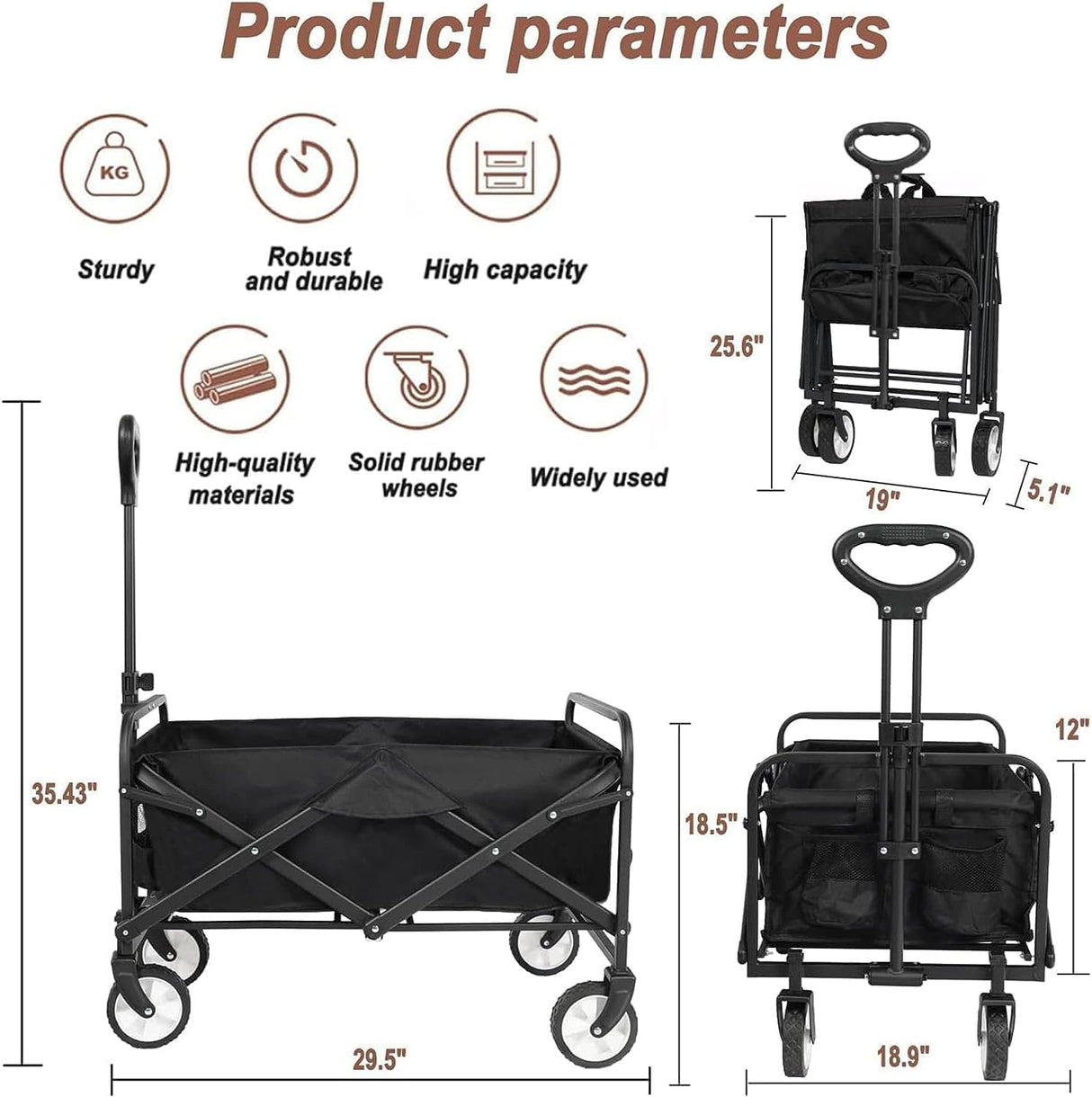 Carro Plegable Grande, Carro de Playa, Resistente, Modelo X123
