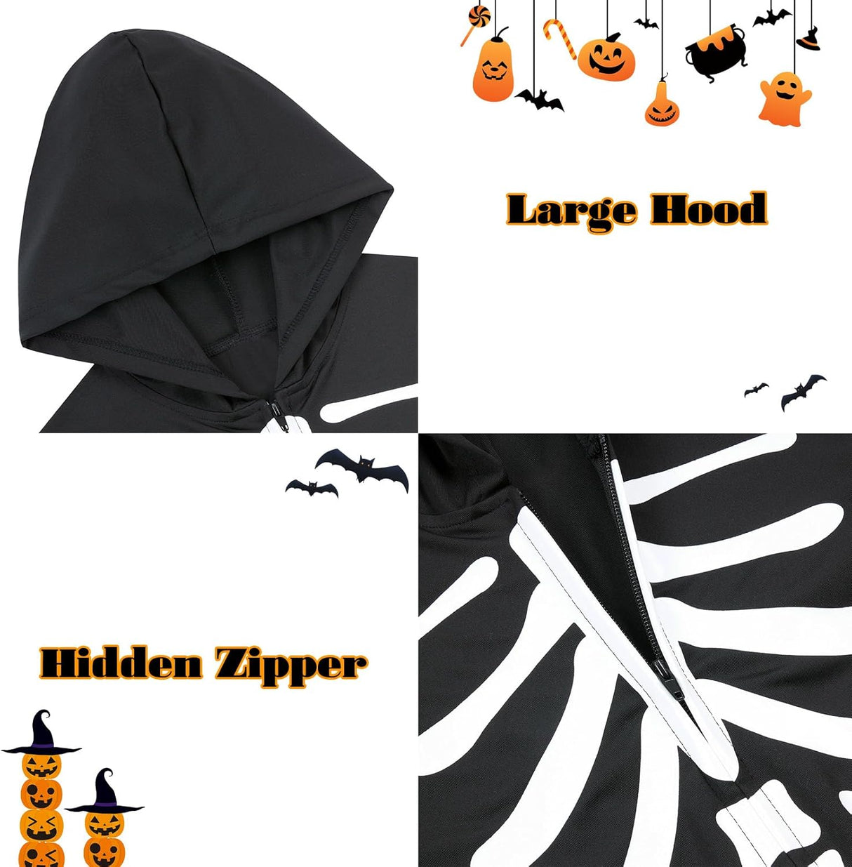 Disfraz Halloween Niños Enlifety Traje Esqueleto Brillo 1-8T