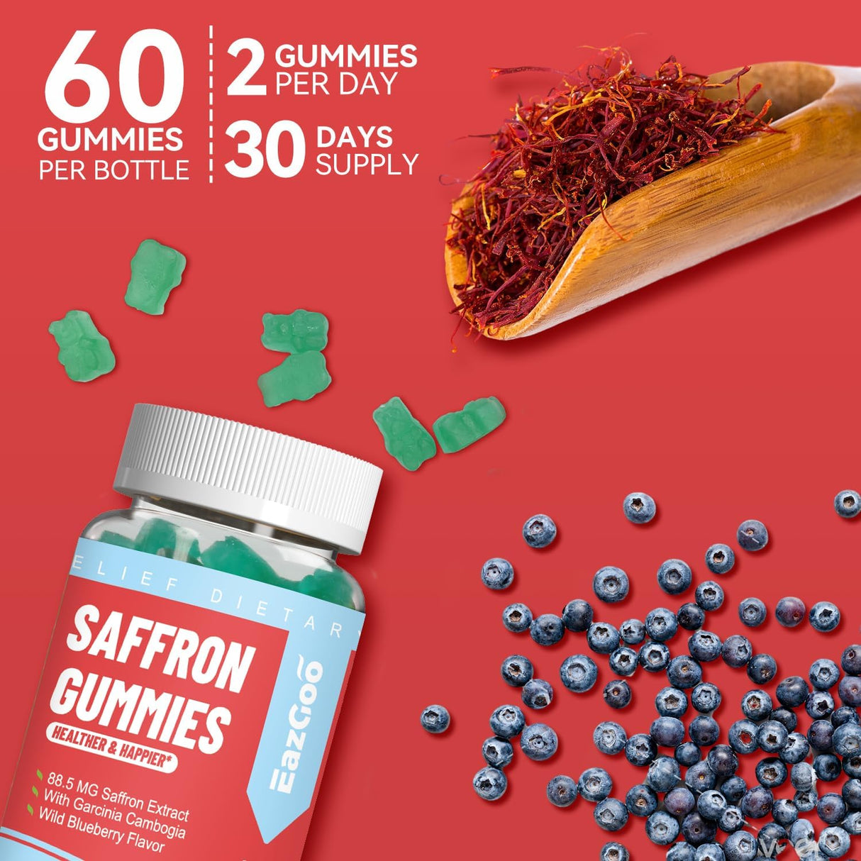 Gomitas de suplementos de azafrán extracto de azafrán 120 un