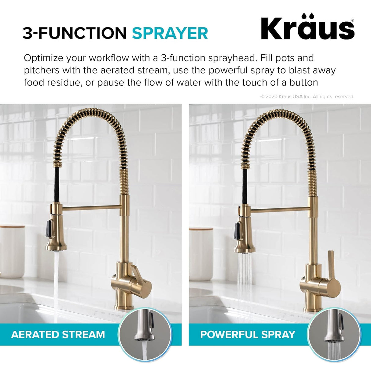 Grifo de cocina con cabezal rociador KPF-1690BG Kraus
