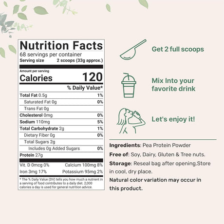 Suplemento Polvo de proteína de guisante  5 libras