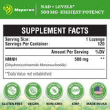 Suplemento NMNH 500mg de NMN, Antienvejecimiento, 120 cápsulas