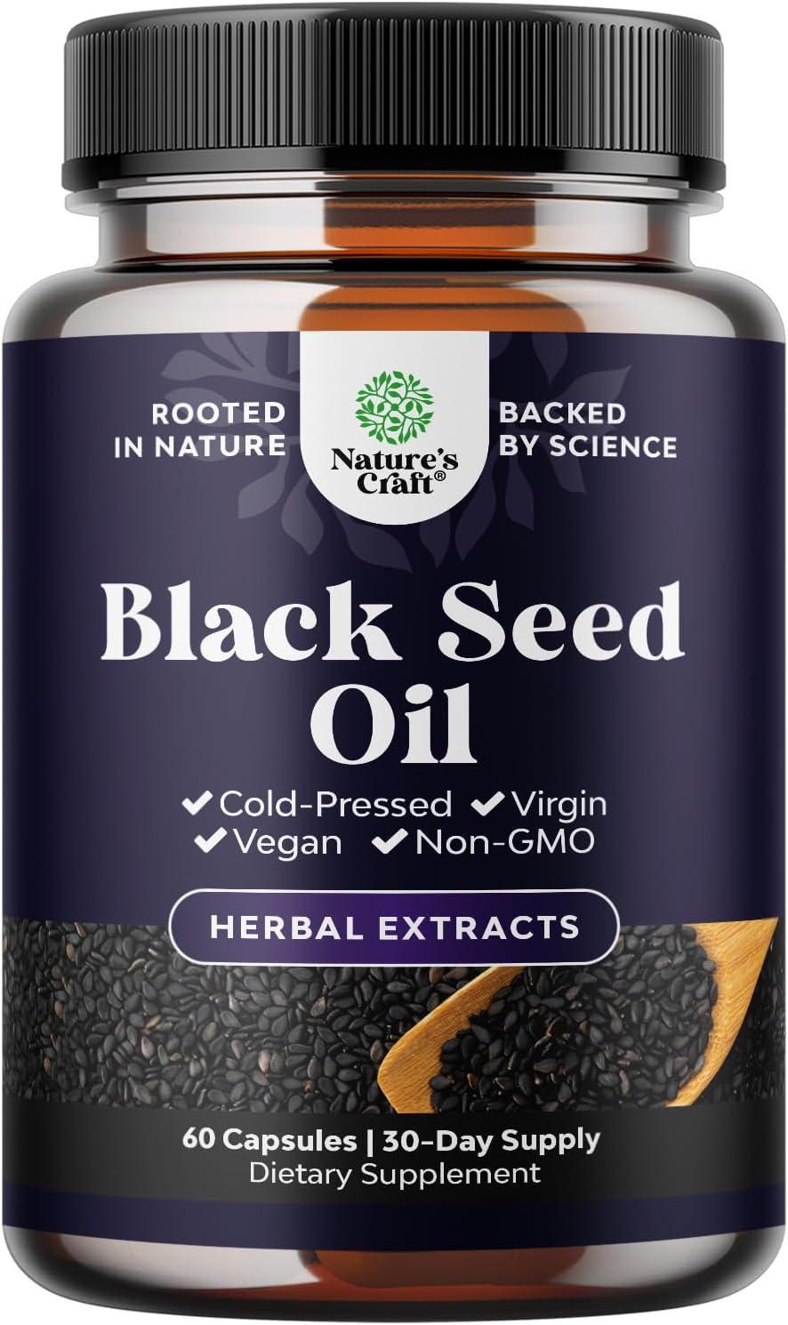 Cápsulas Veganas de Aceite de Semilla Negra con Omega 3, 6, 9