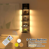 Estante Flotante de 5 Niveles con Luz LED, Diseño Vertical