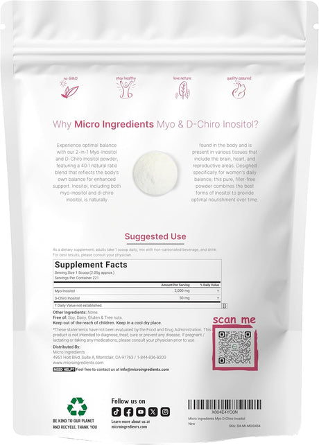 Myo-Inositol & D-Chiro Inositol Powder Micro Ingredientes 1lb
