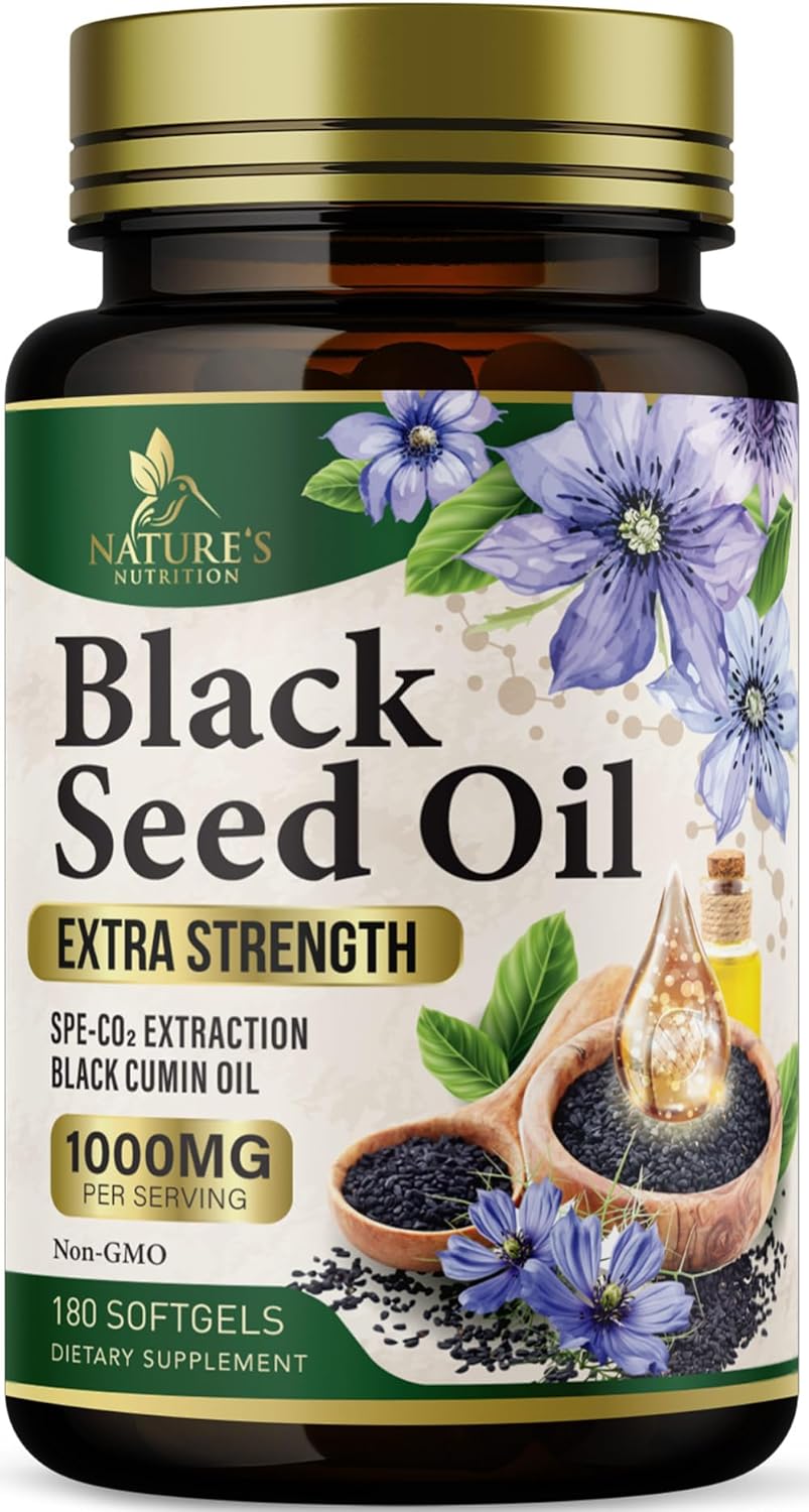 Aceite de Nigella Sativa 1000mg - Natural, Antioxidante, 180 Softgels
