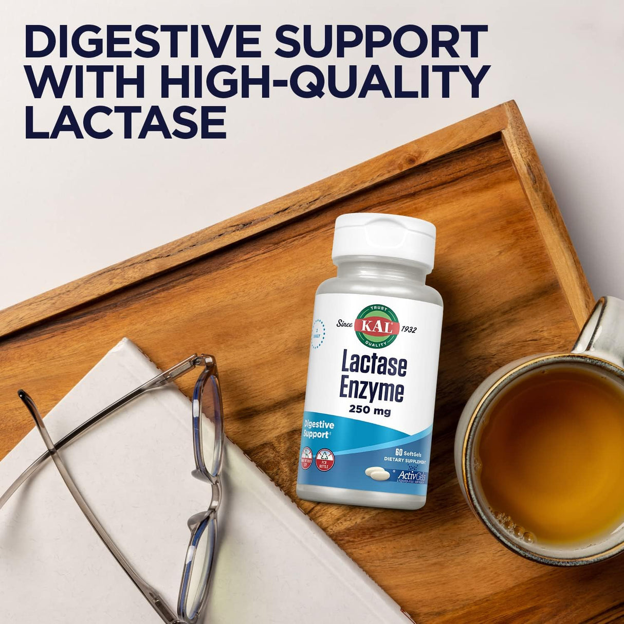 Suplemento Enzima lactasa de 250 mg de digestión saludable