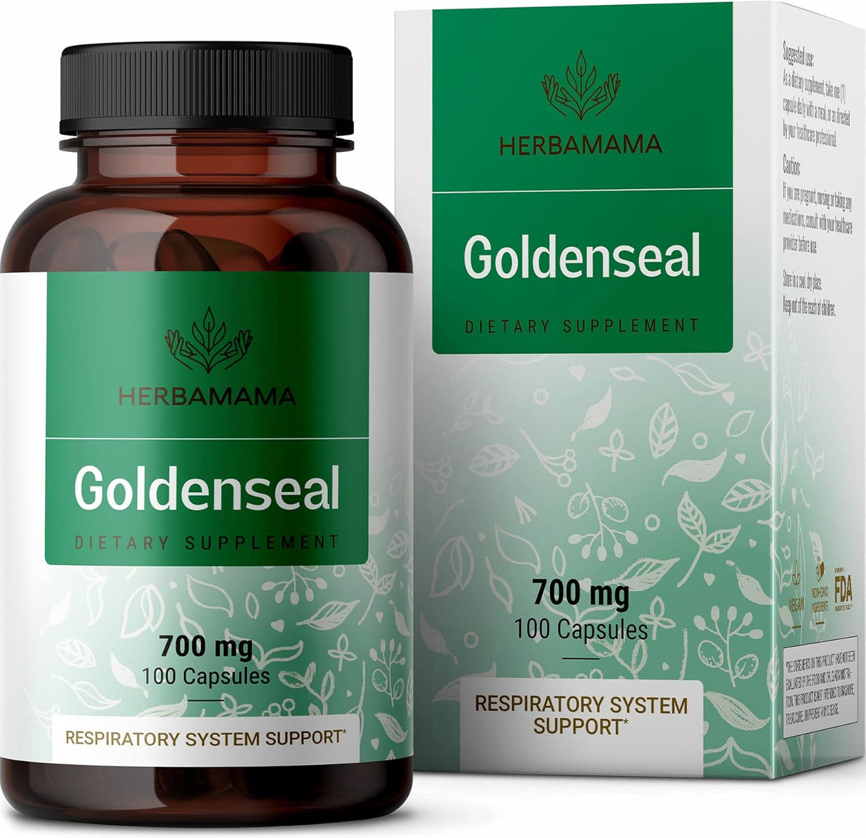 Suplemento de raíz Goldenseal  Pastillas orgánicas 100 cáp