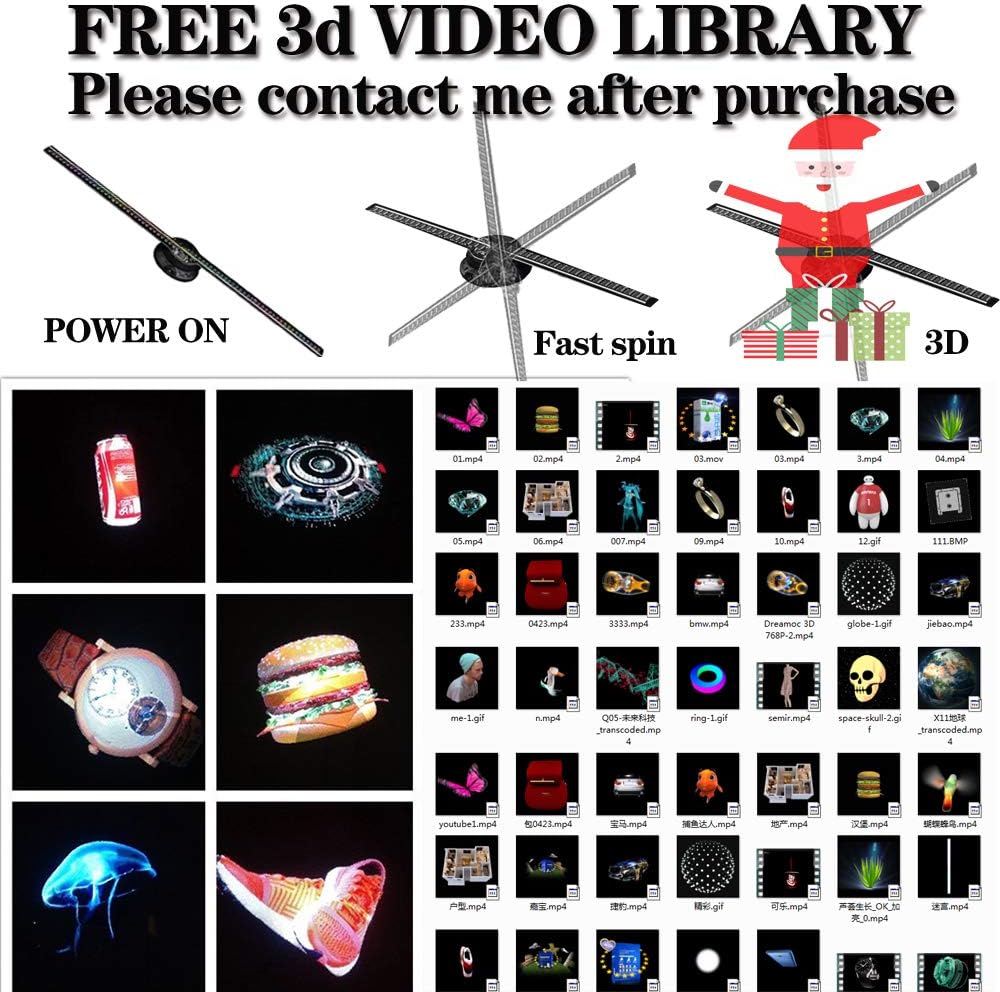 Ventilador Holográfico 3D Missyou, 16.5 Proyector 700 Videos