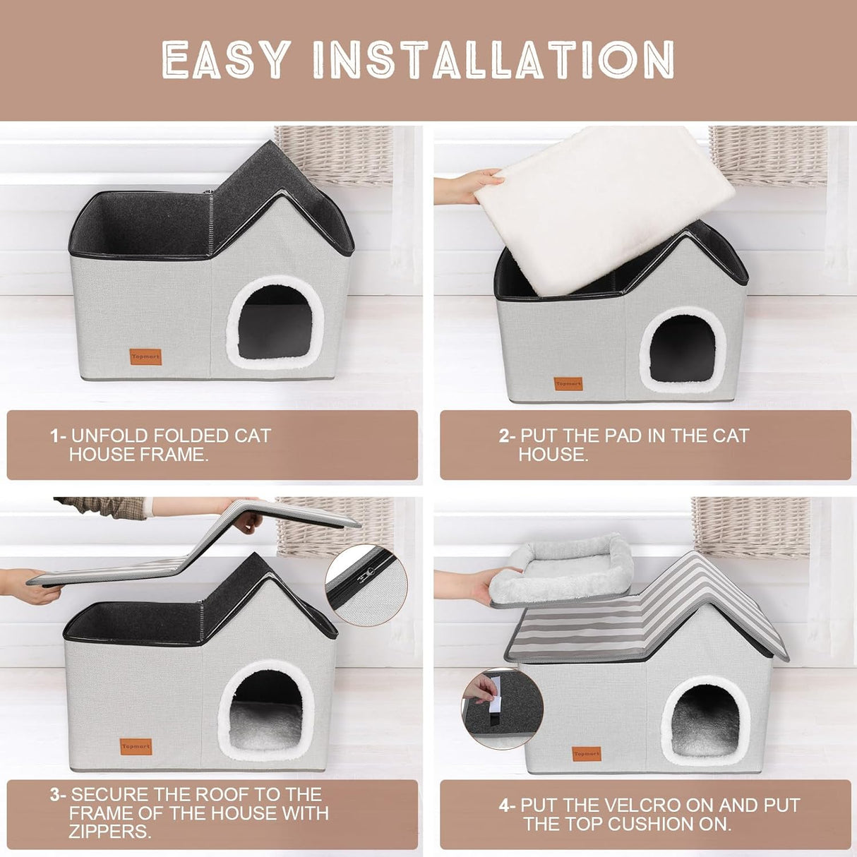 Casa para Gatos Topmart, cama y condominio 2 en 1 para gatos.