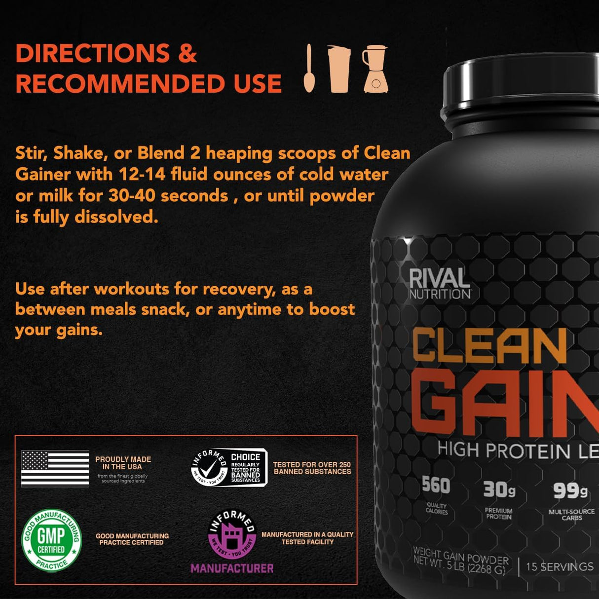 RIVAL NUTRITION Suplemento Gainer, Vanilla, Soft Serve