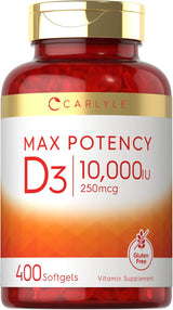 Suplemento de Vitamina D 10000 IU Carlyle, 400 Gelatinas