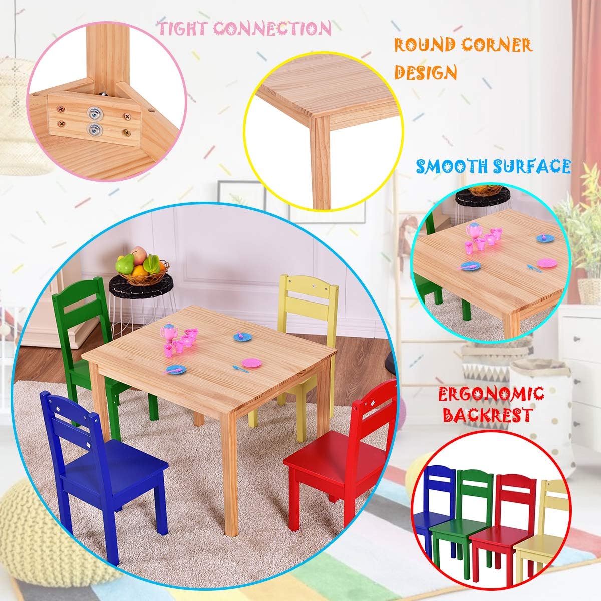 Juego de mesa y silla para niño muebles preescolares