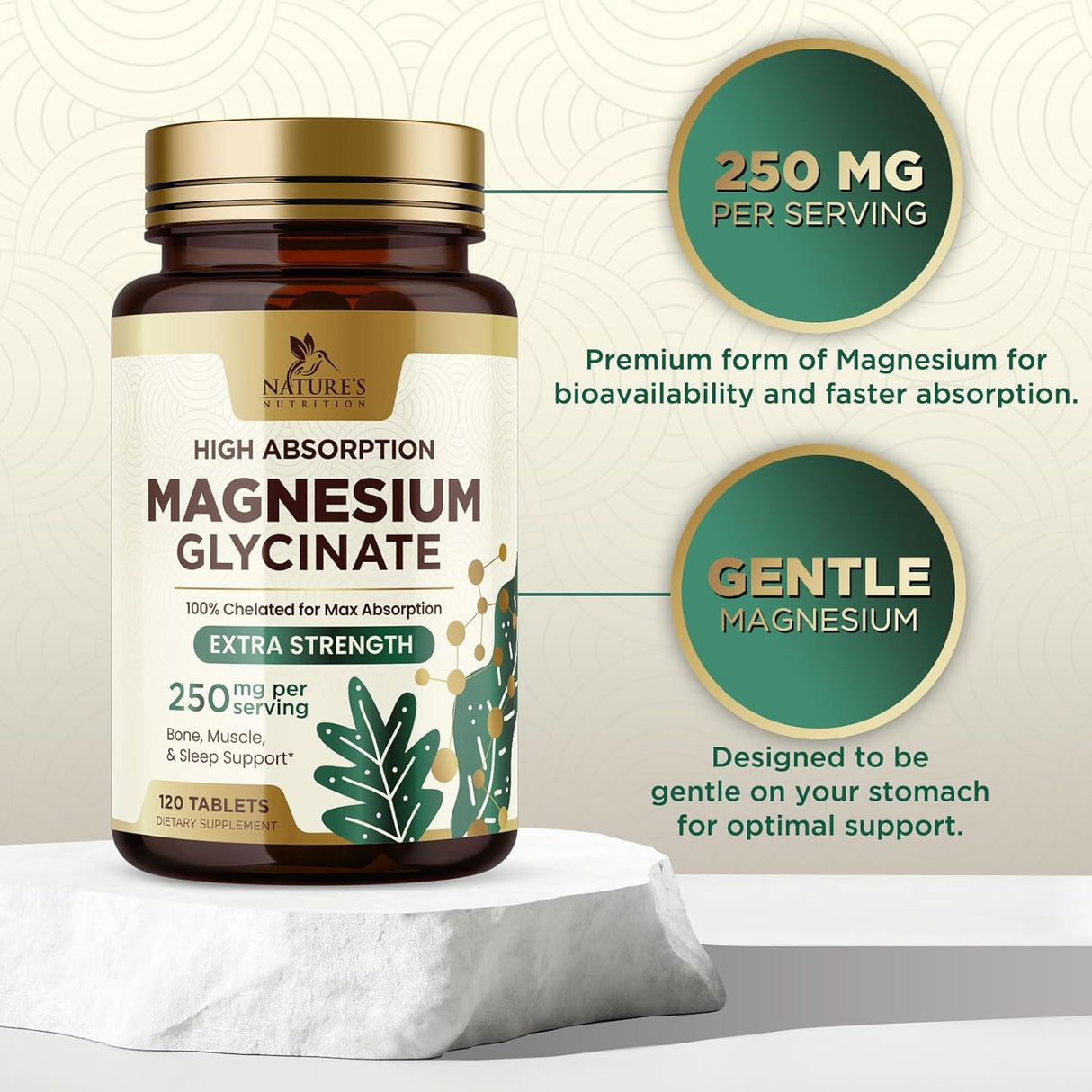 Magnesio Glicinato Suplemento para Corazón y Sueño - 120 cápsulas