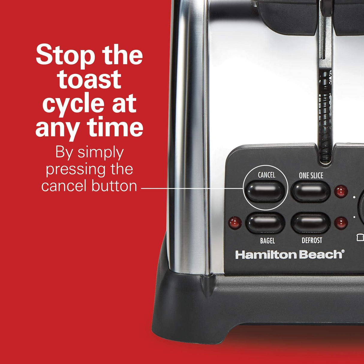 Hamilton Beach 24782 Tostadora retro con ranuras anchas, tecnología Sure-Toast, ajustes de bagel y descongelación, impulso automático para levantar panes más pequeños, 4 rebanadas, acero inoxidable