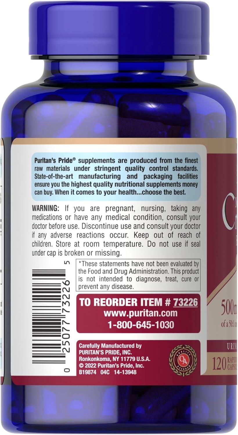 Cápsulas de Arándano Puritan's Pride - Salud Urinaria 120 cápsulas