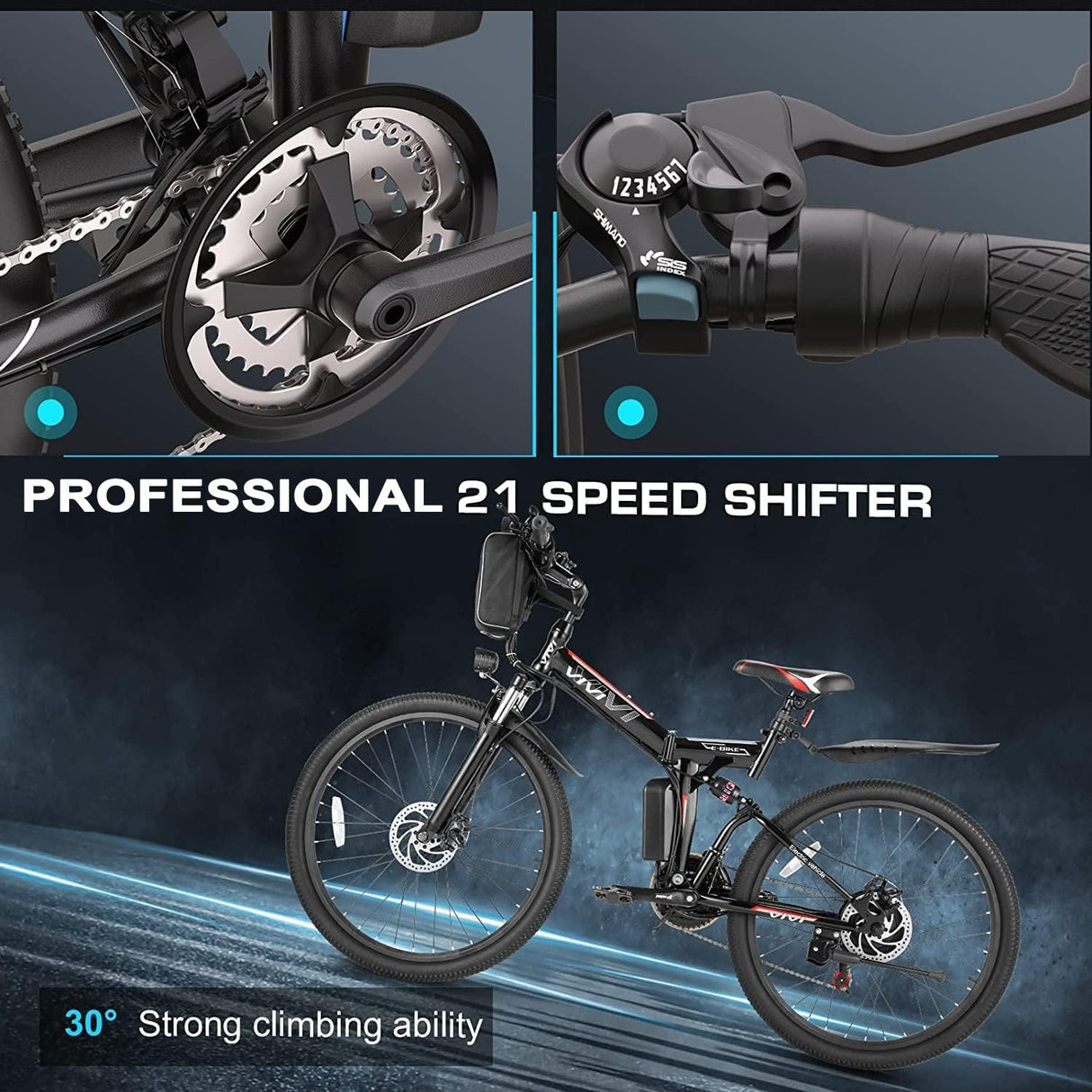 Bicicleta Eléctrica Vivi 750W Plegable, 22MPH, Modelo Commuter