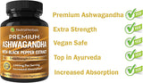 Suplemento de Ashwagandha 1200mg con Pimienta Negra - 120 Caps