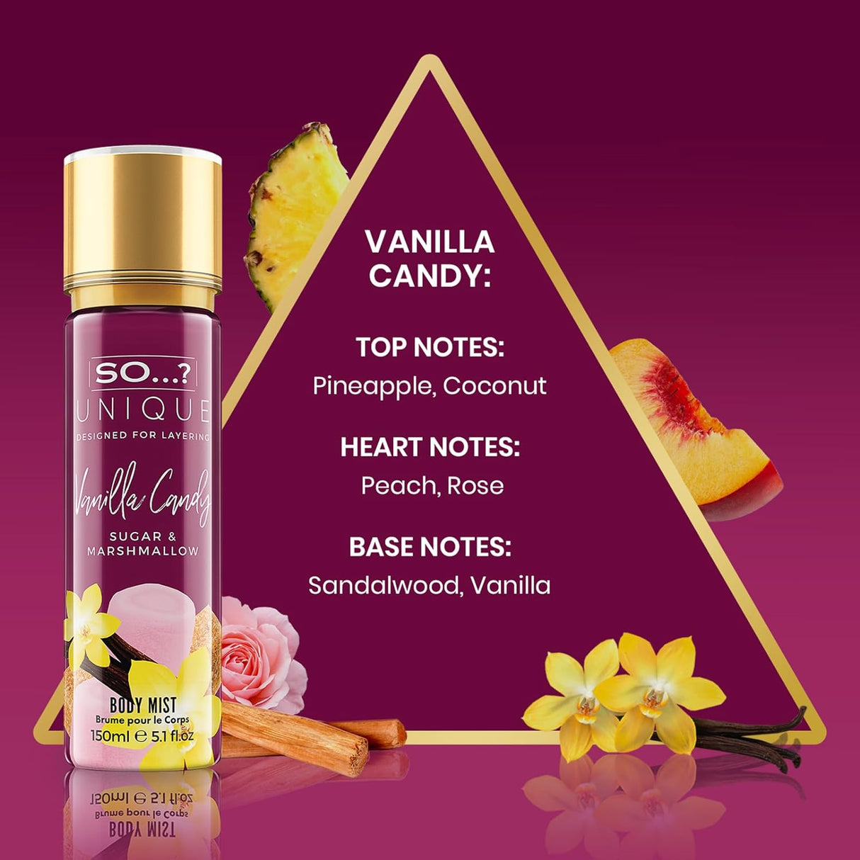 Perfume Corporal Dulce y Afrutado para Mujer - Vainilla, Durazno, Rosa
