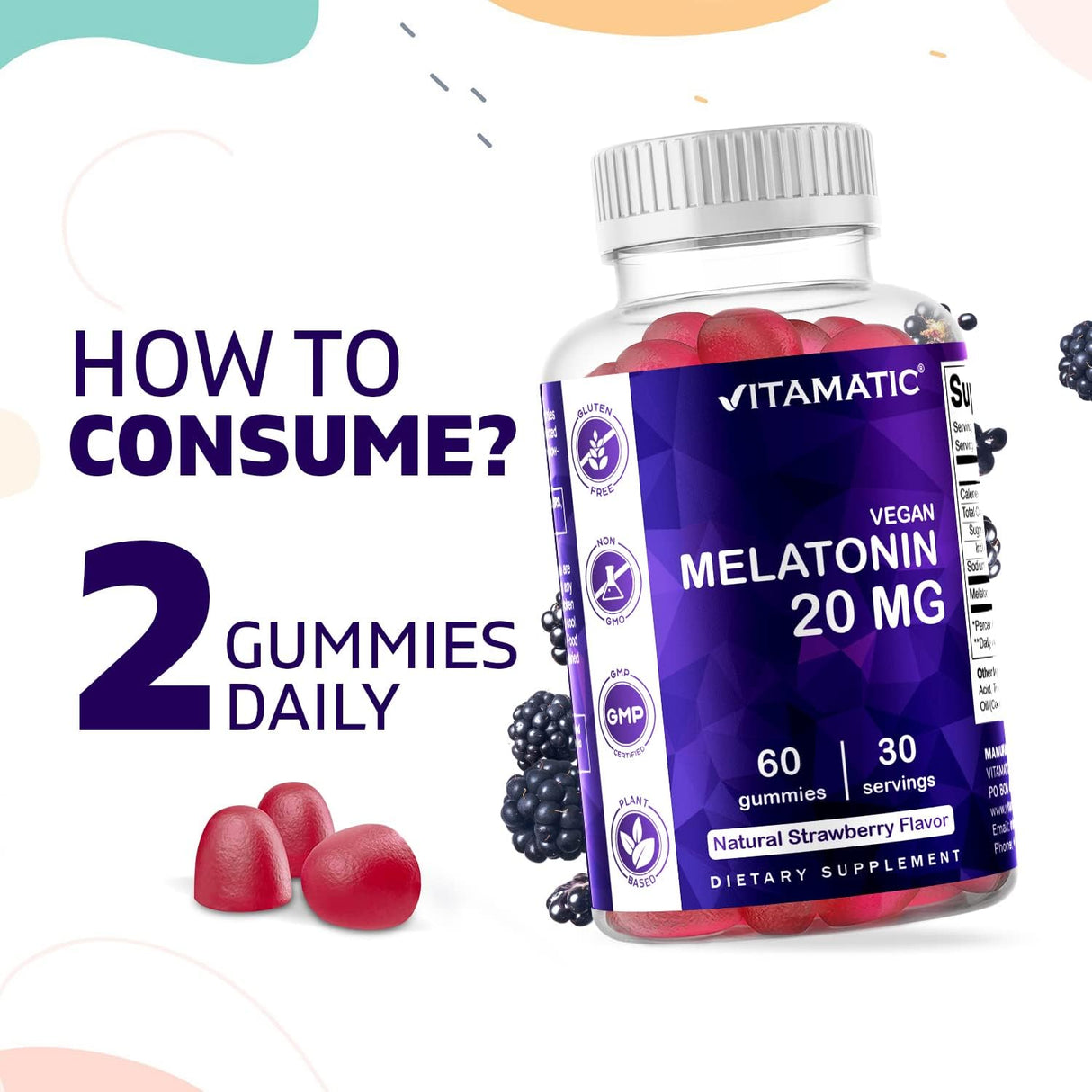 Vitamatic suplemento que no forma hábito para dormir 20 mg