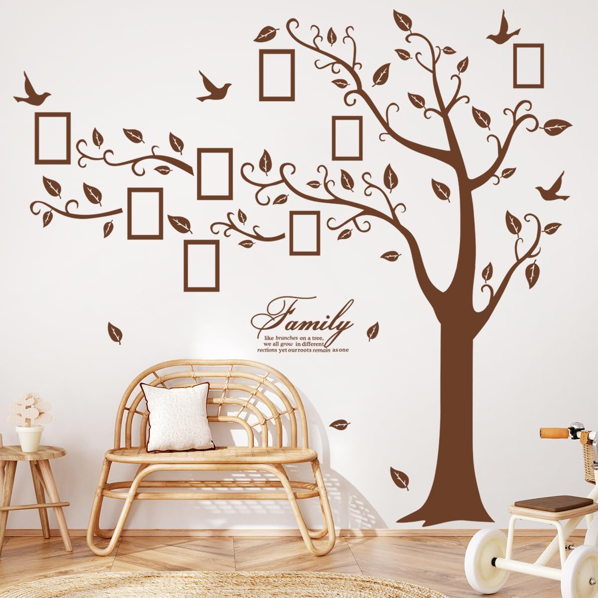 Sticker de Pared Árbol Familiar 3D, Vinilo, Removible, Izquierda