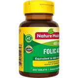 Suplemento Ácido fólico 400 mcg (665 mcg DFE) 250 tabletas