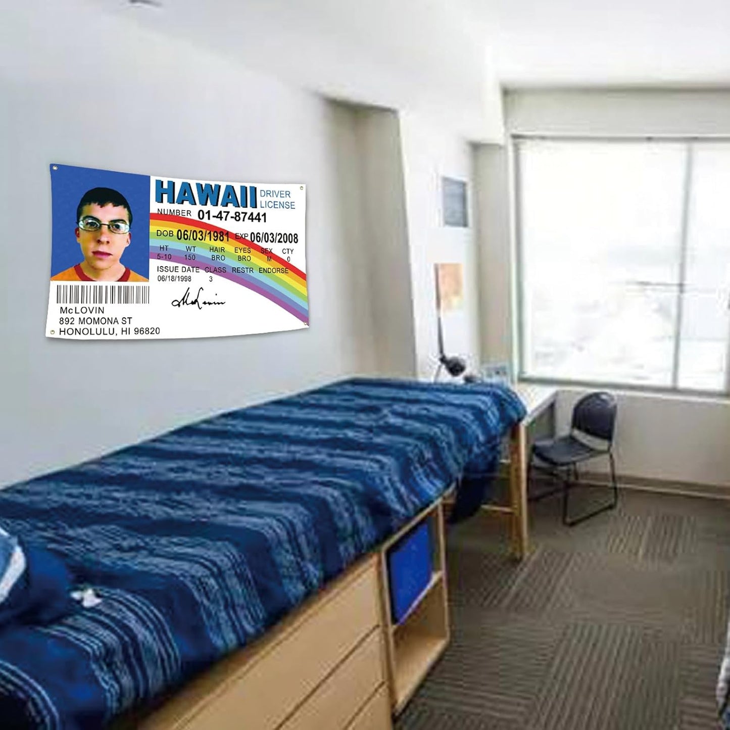 Bandera Divertida para Decoración de Habitación Modelo Mclovin