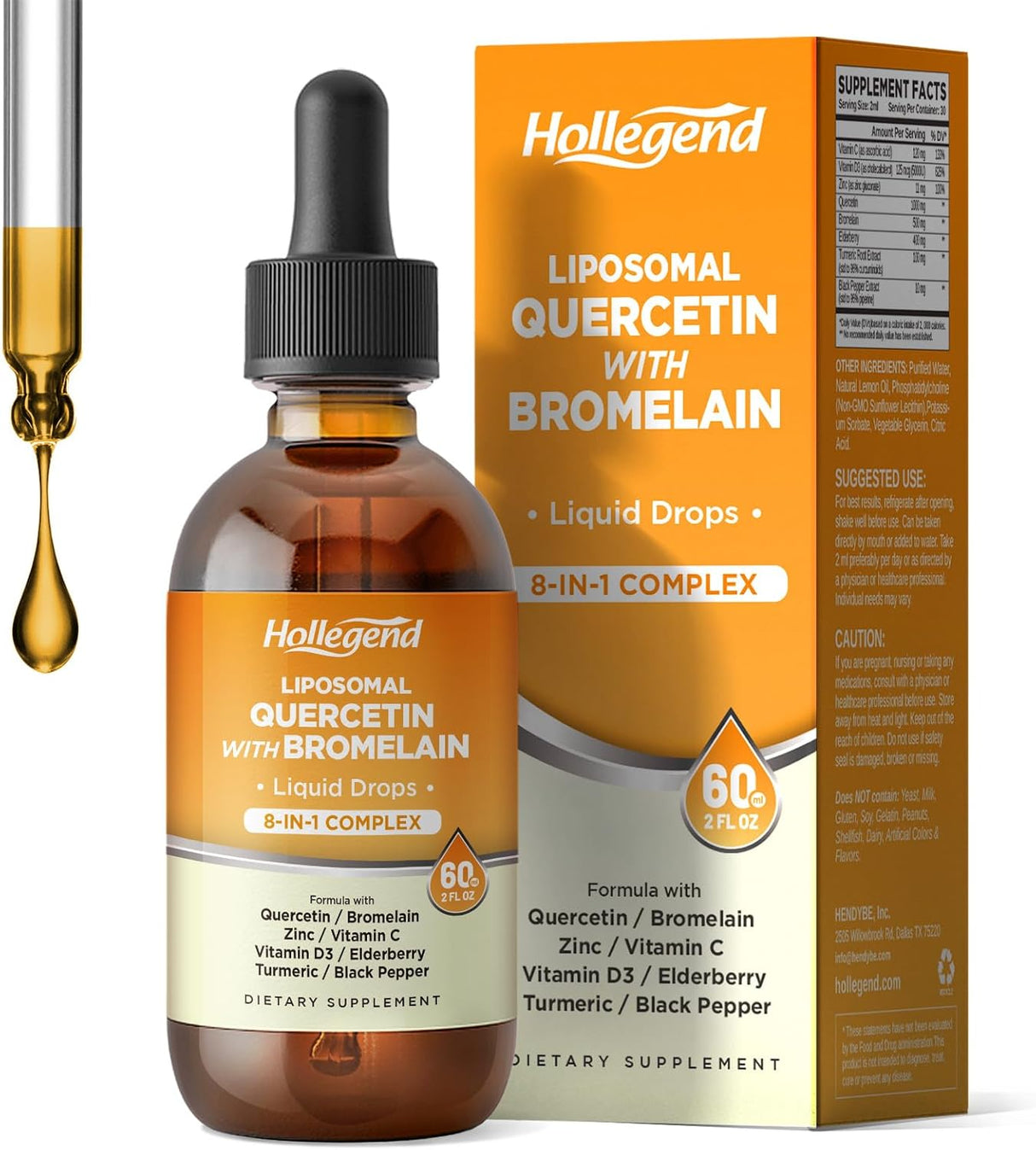 Liposomal Quercetina con Bromelina, 8 en 1, 2oz