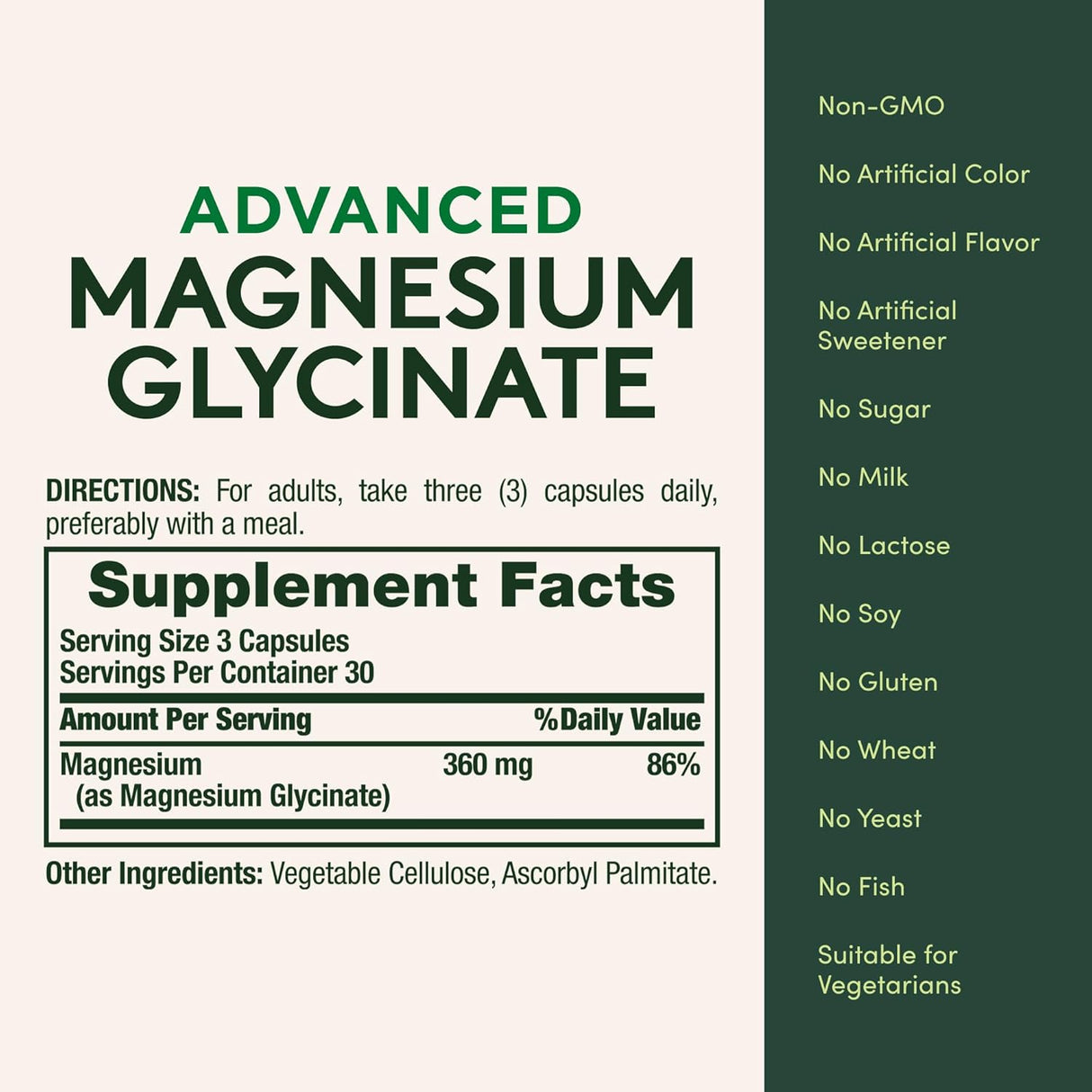 Suplemento Calm Magnesio Glicinato Nature's Bounty 90 cápsulas