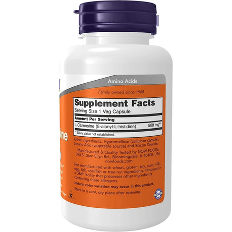 Suplementos L-carnosina beta-alanil-L-histidina 500 mg