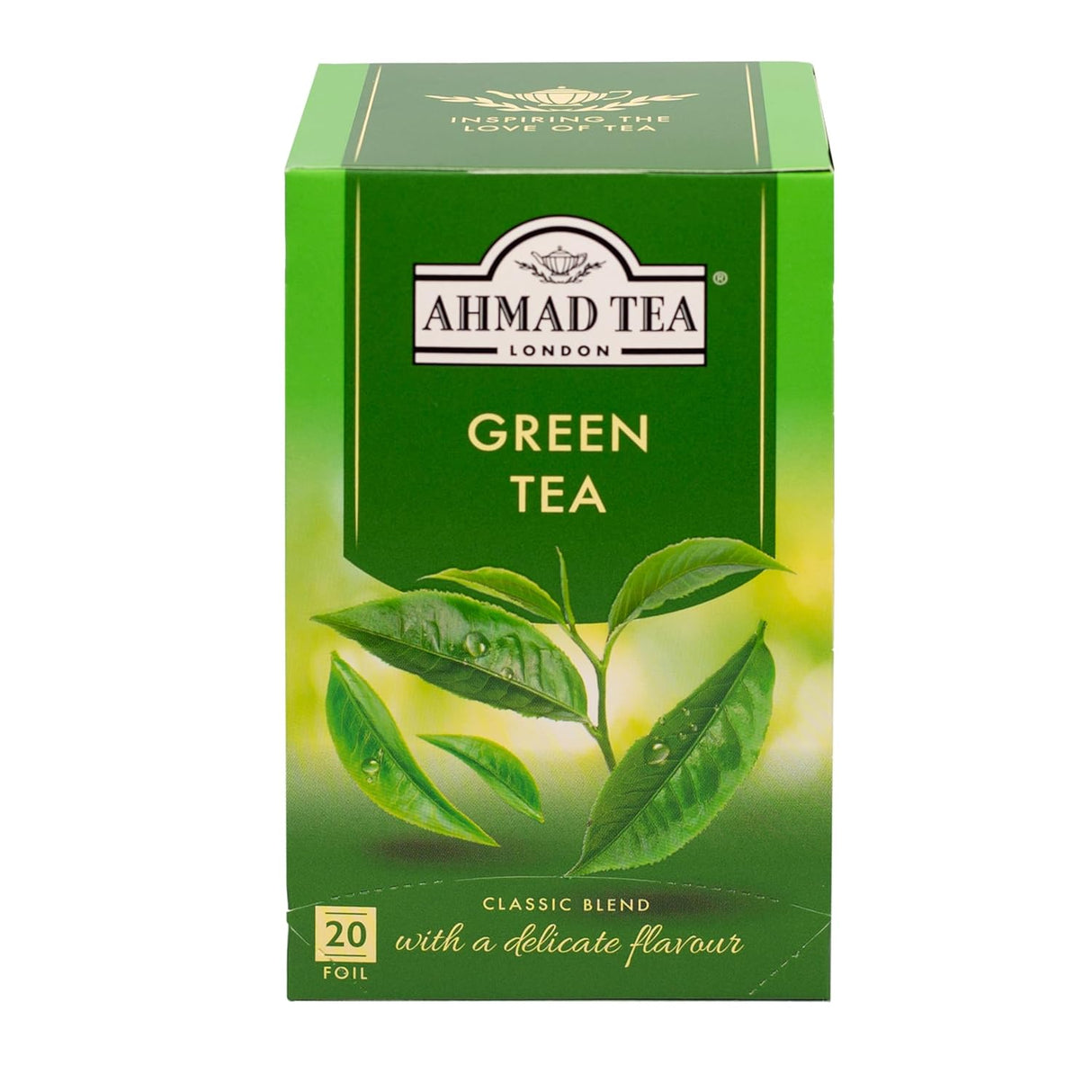 Té Verde Ahmad Té, 20 bolsas, sin azúcar ni cafeína