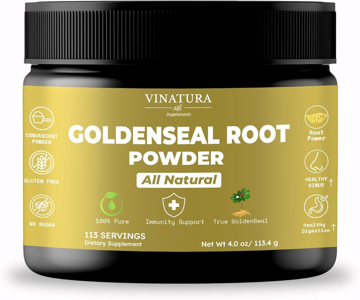 Suplemento Polvo de raíz Goldenseal – 4 onzas, 113 porciones