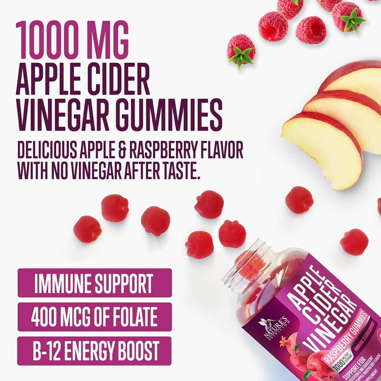 Suplemento Vitaminas en gomitas vinagre de sidra de manzana