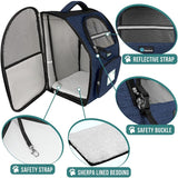 Mochila de lujo para gatos entrada de dos caras azul