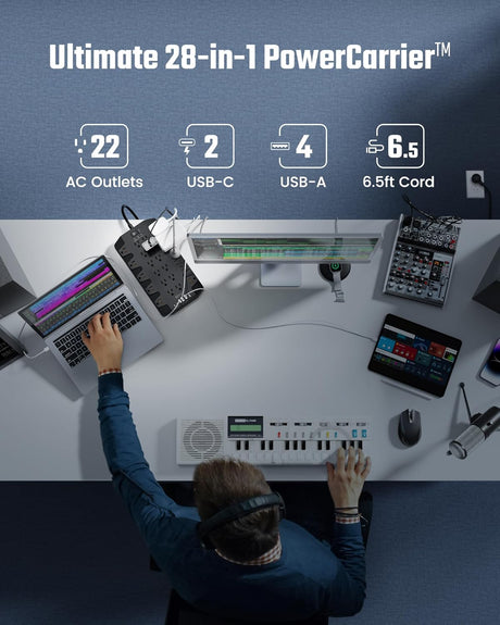 SUPERDANNY - Protector de sobretensiones con 22 tomacorrientes