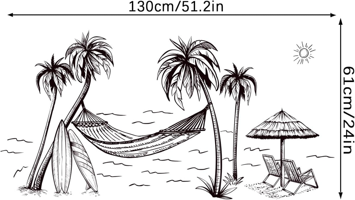 Vinilos Decorativos Palma Negra, Tropical, Mural de Hammock