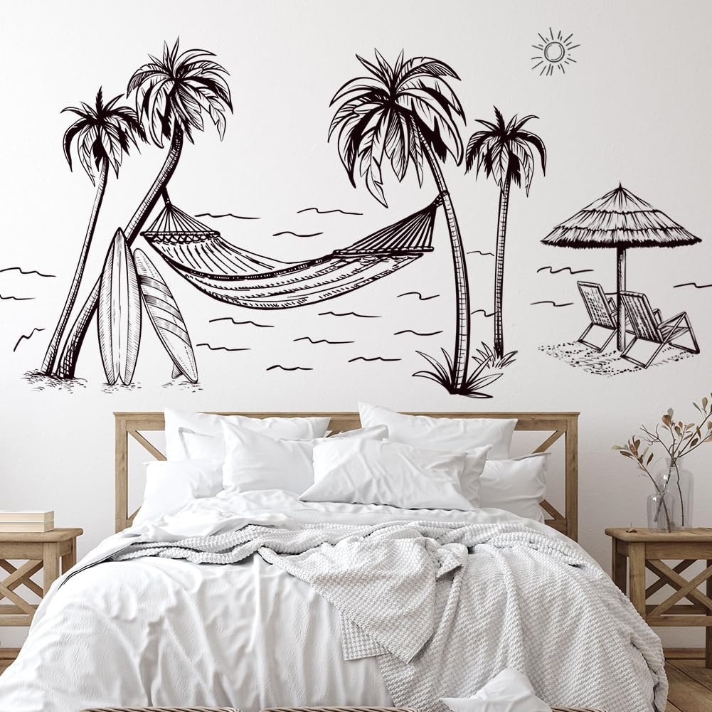 Vinilos Decorativos Palma Negra, Tropical, Mural de Hammock