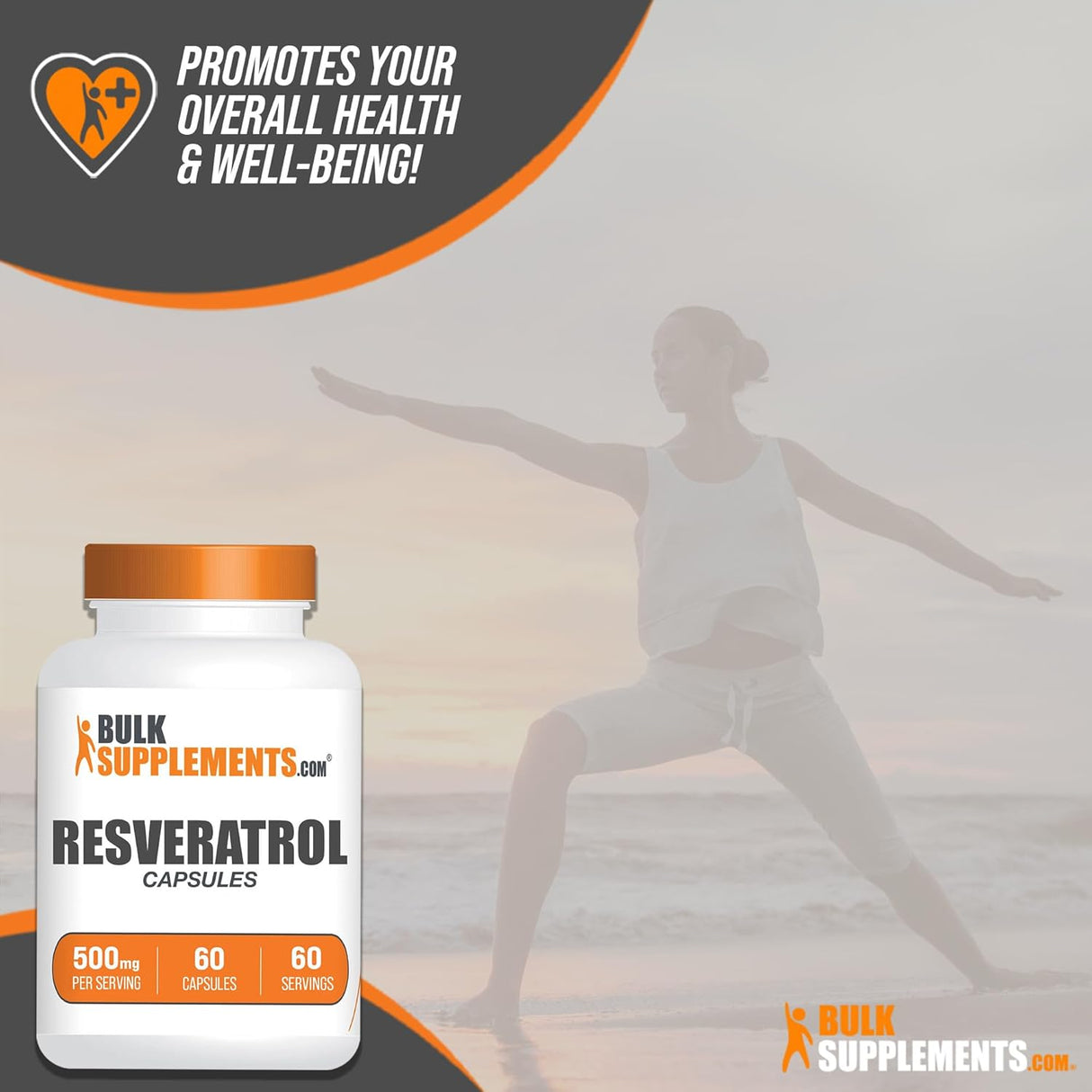 Suplemento BULKSUPPLEMENTS de resveratrol  500mg 60 cápsulas