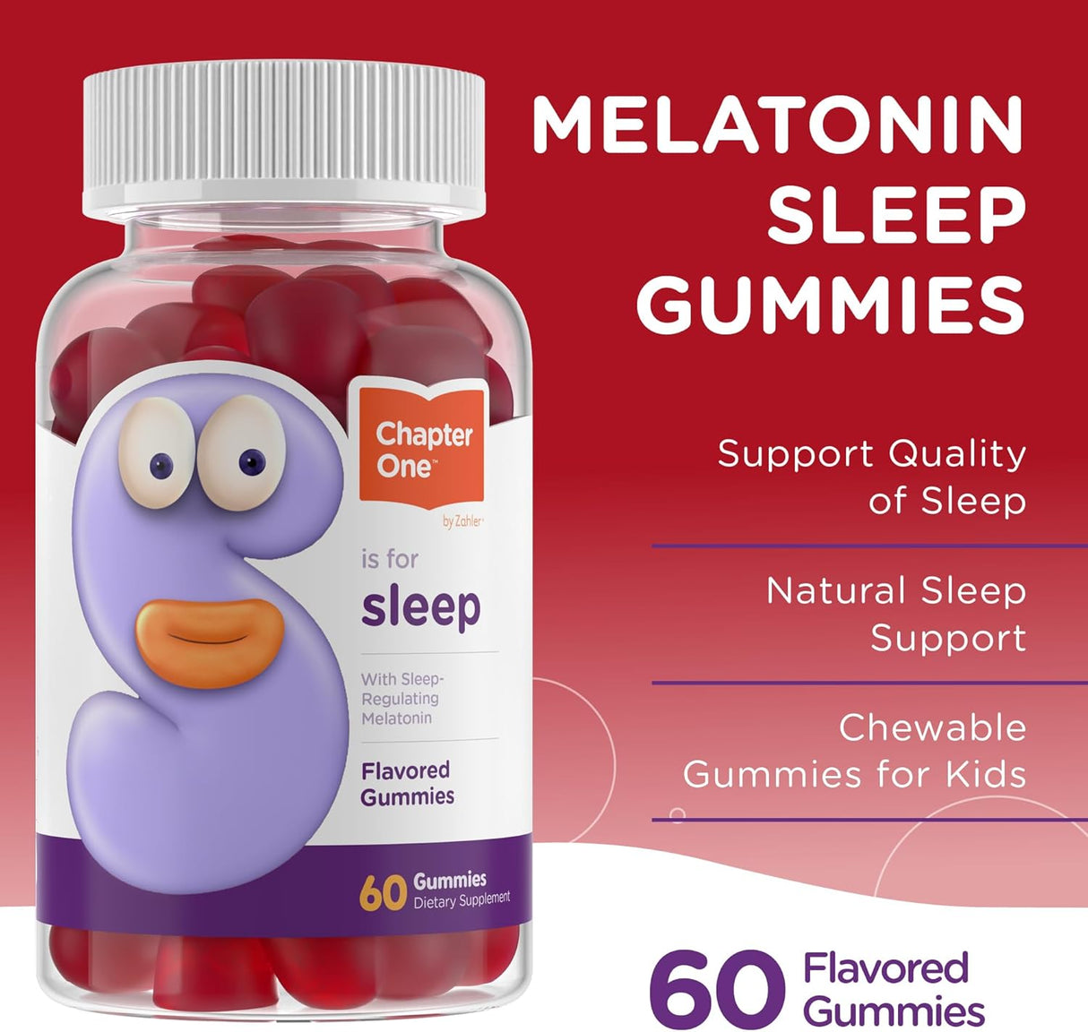 Suplemento Gomitas de melatonina  para el sueño, Kosher 60un