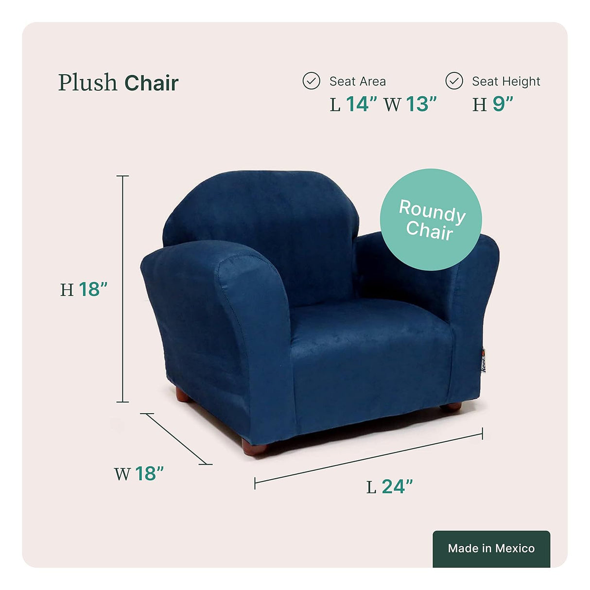 Keet Silla de felpa para niños, 2-5 años, azul marino