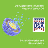 UpNourish Vitamina D3 K2 Liposomal 10,000 IU 180 Mini Softgels